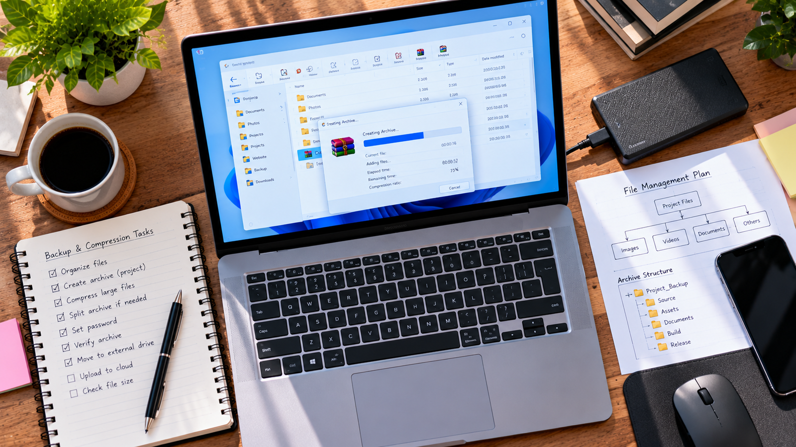 Comparing file compression options for RAR and 7z archives