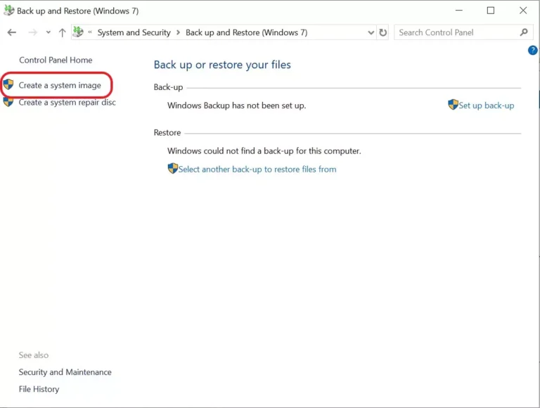 csm create system image in windows 10 backup settings 8d6c825517