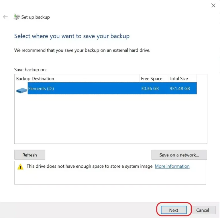 csm selecting location for windows 10 backup b2157e3988