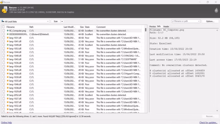 recuva Recuva for Windows Tools Deleted Files