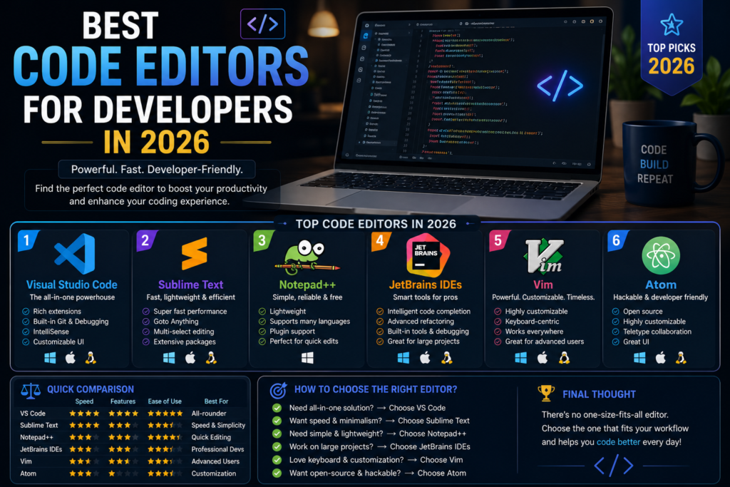 best code editors for developers in 2026 Code Editor