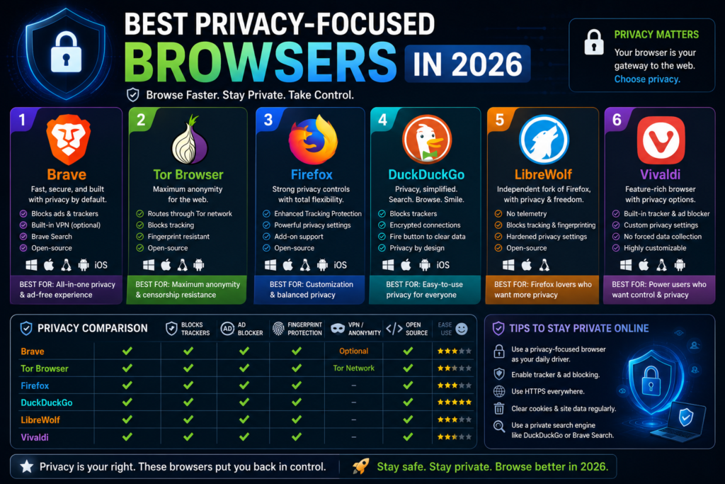 best privacy focused browsers in 2026 browsers