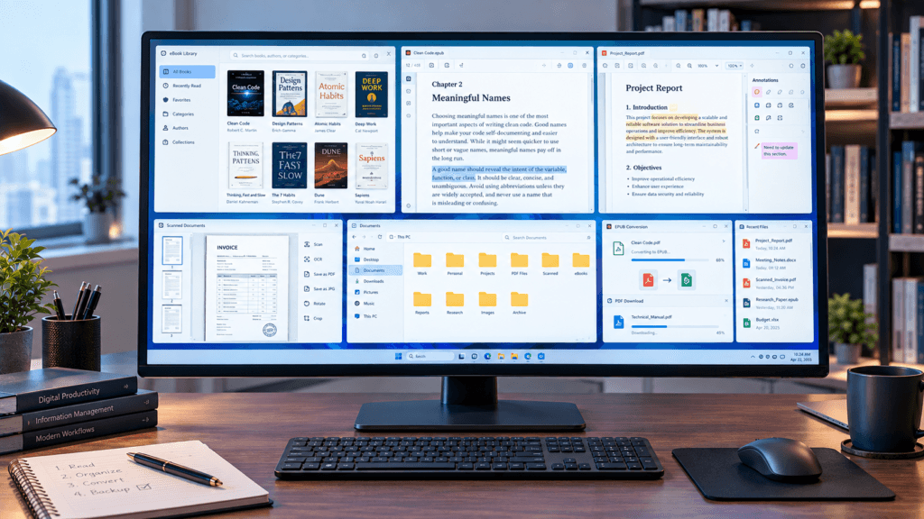 Modern Ebook Workspace on a Tidy Desk