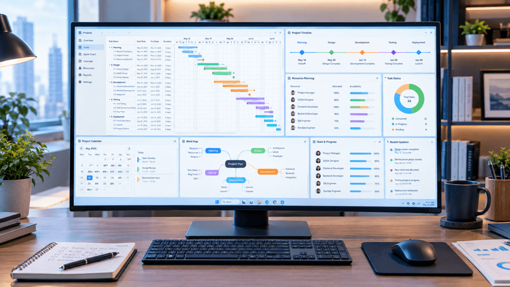 Modern Project Management Desk Setup