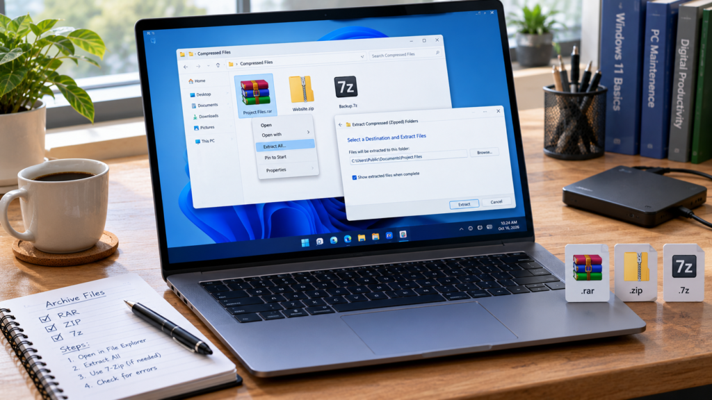 How to open RAR files on Windows 11 using File Explorer