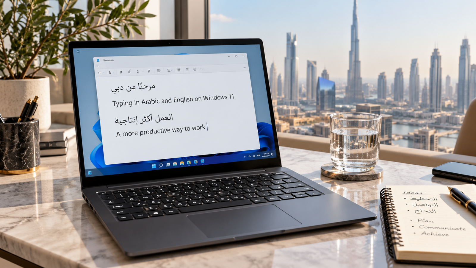 Arabic typing tools for Windows 11 in a modern UAE office