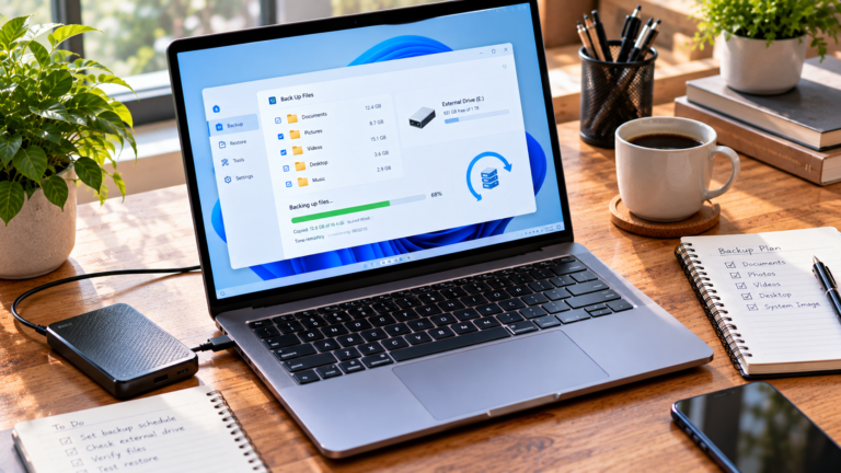 Cozy Laptop Backup Workspace