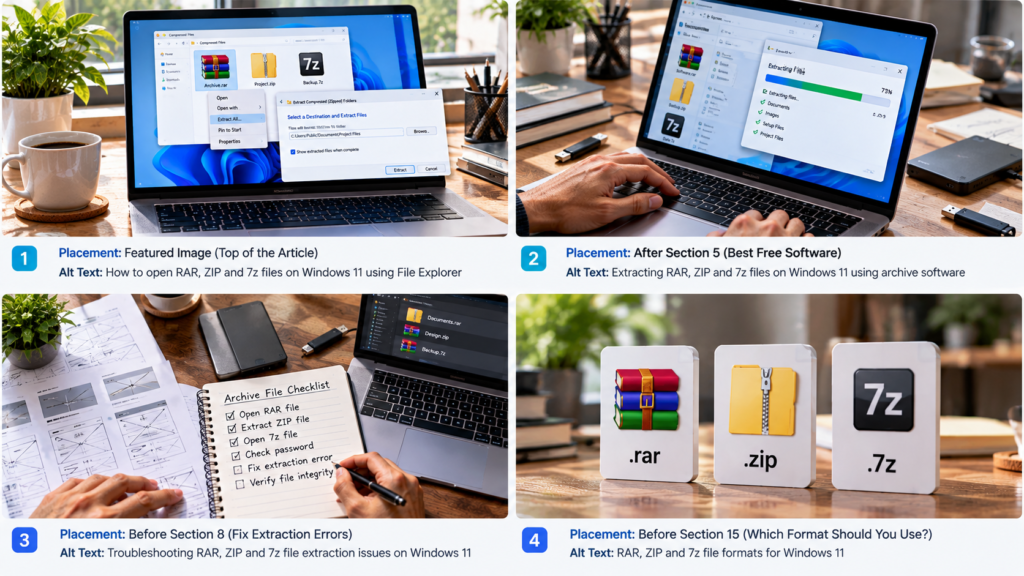 RAR ZIP and 7z extraction methods and troubleshooting guide for Windows 11