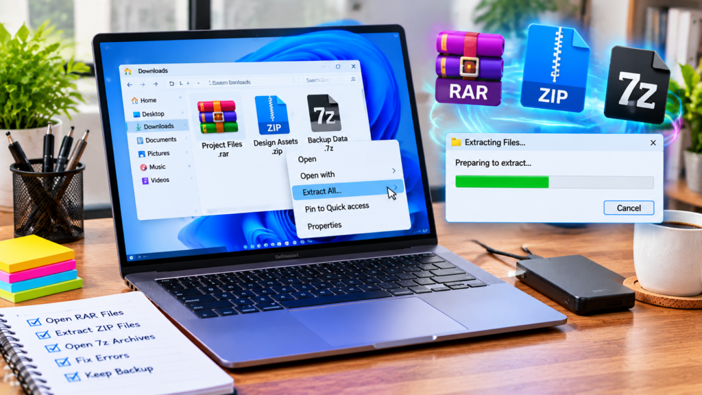 Extracting RAR ZIP and 7z files on Windows 11